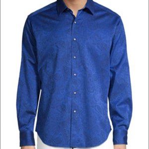 Robert Graham Andretti Classic-Fit Paisley Print Sport Shirt in Blue Size 3XL